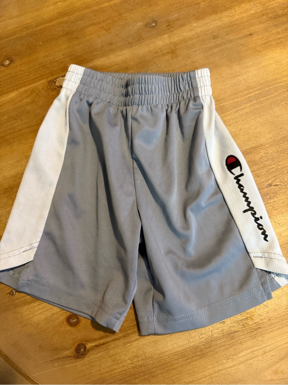 Champion Gray and White Boys' Athletic Shorts with Script Logo